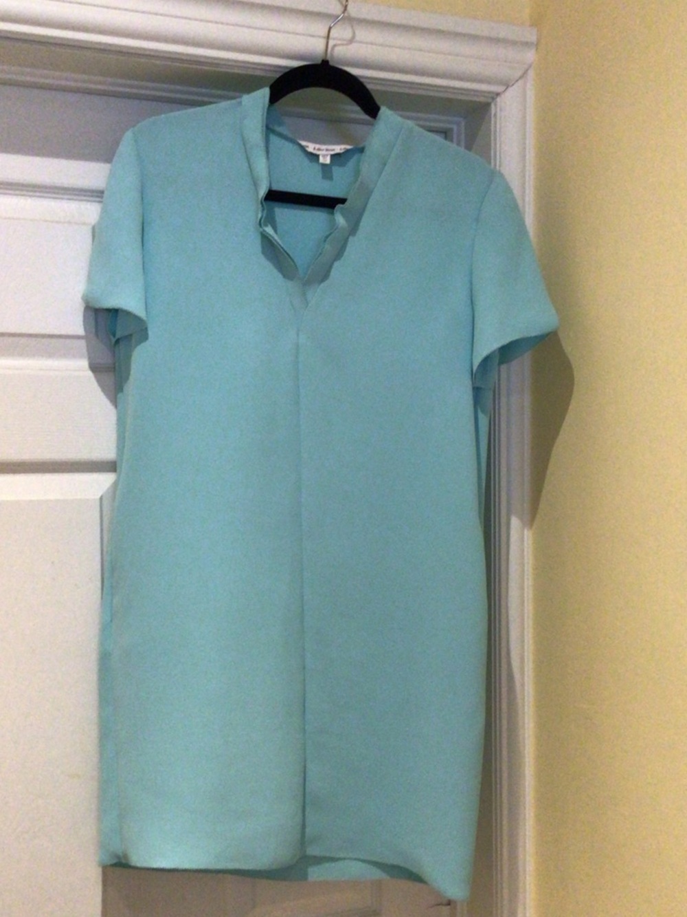 & Other Stories Acqua Blue Short Sleeve V-Neck Midi Dress